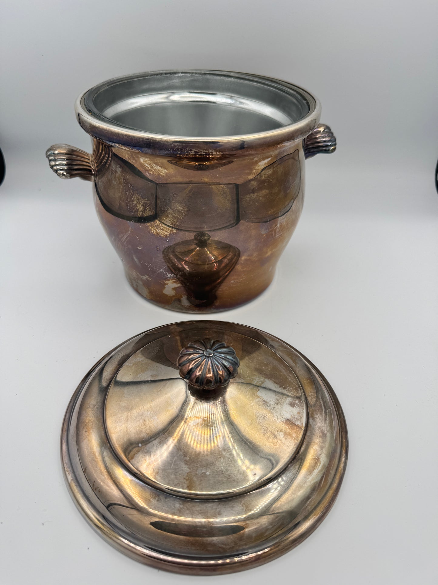 William Rogers No. 27 Silverplate Paul Revere Ice Bucket with Tongs