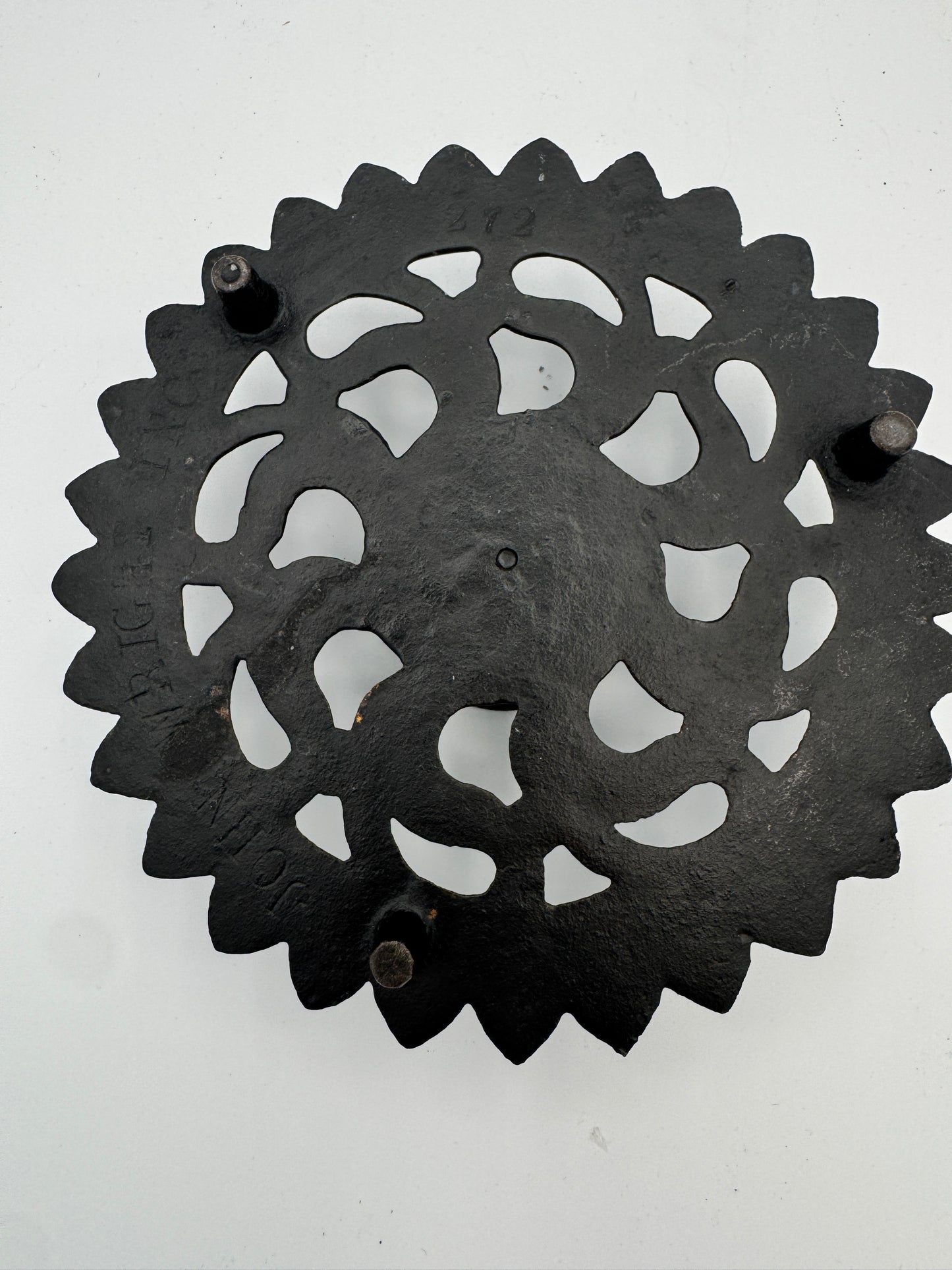 Vintage John Wright Cast Iron Candle Holders (Pair) – Gothic Style, Industrial Black, Model 872