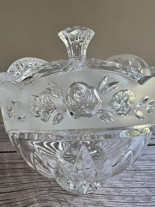 Vintage Crystal Lidded Dish – Heirloom-Style Candy or Biscuit Jar