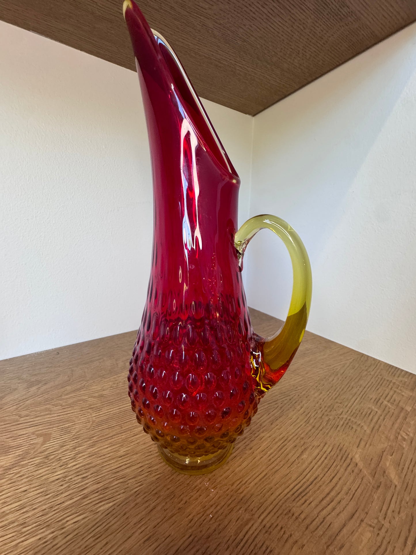 Vintage Viking Amberina Hobnail Glass Pitcher – Mid-Century Fire Glow