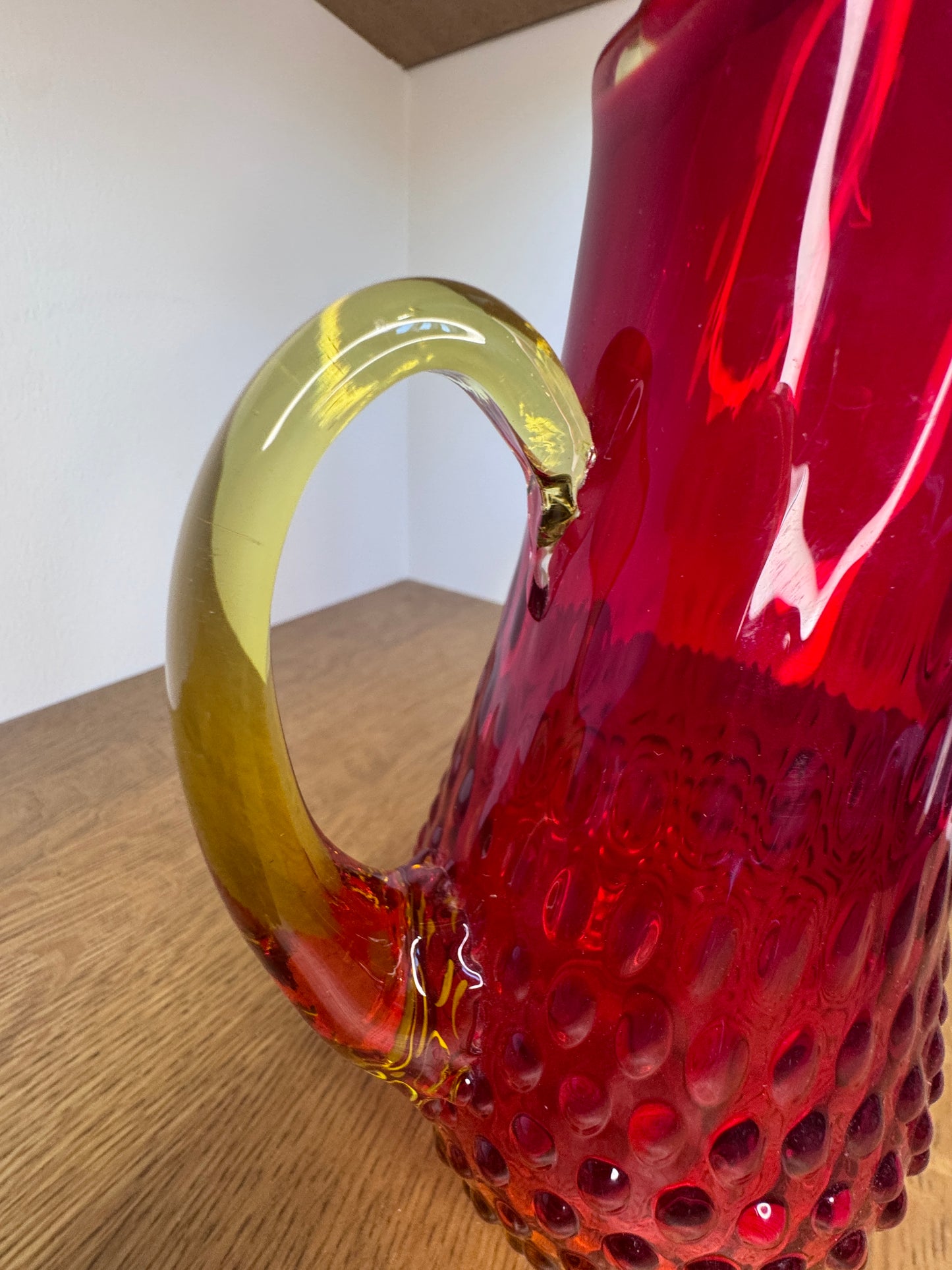 Vintage Viking Amberina Hobnail Glass Pitcher – Mid-Century Fire Glow