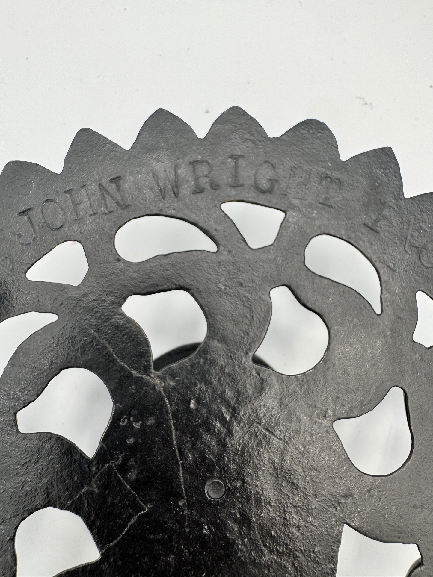 Vintage John Wright Cast Iron Candle Holders (Pair) – Gothic Style, Industrial Black, Model 872