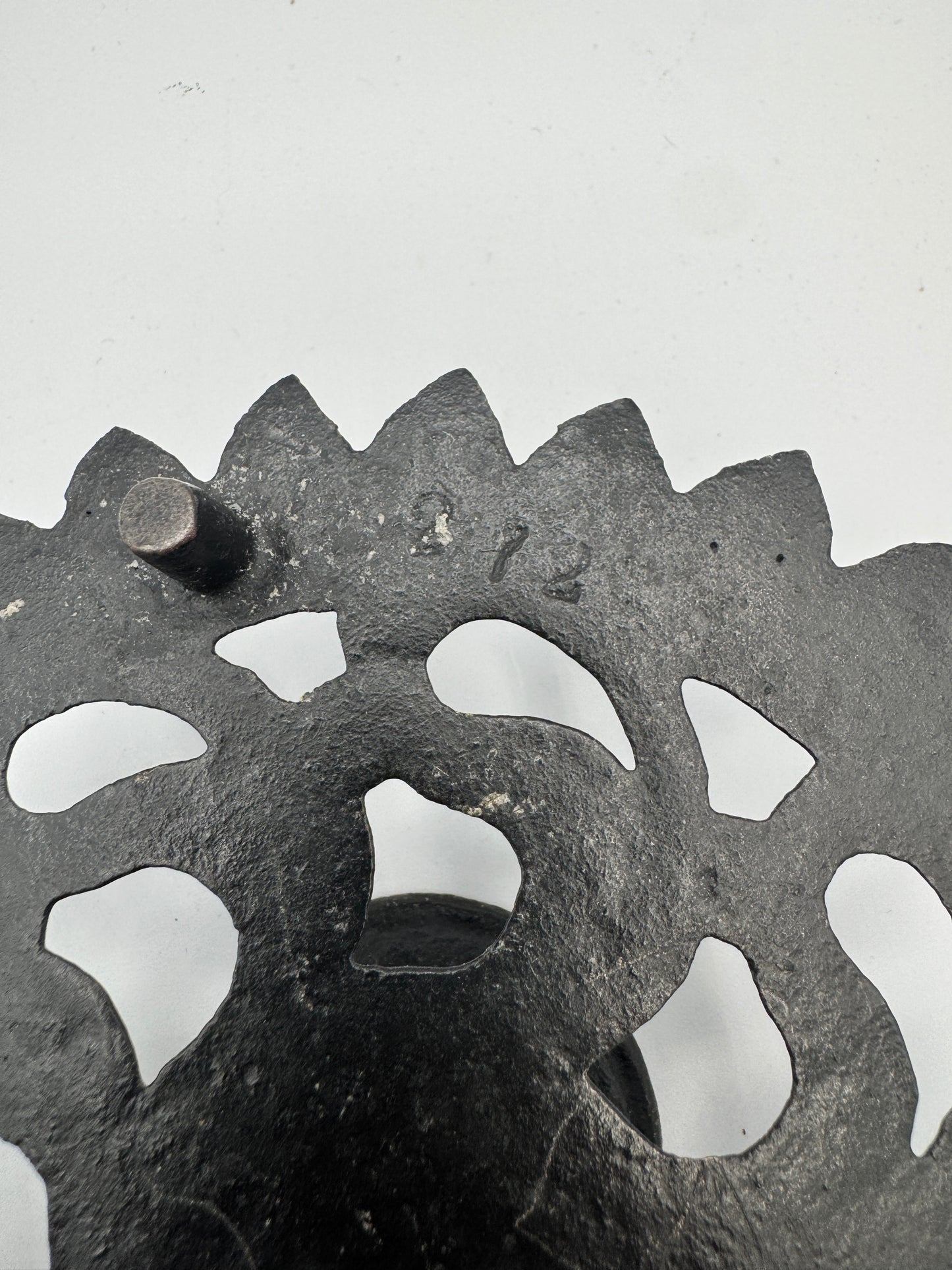 Vintage John Wright Cast Iron Candle Holders (Pair) – Gothic Style, Industrial Black, Model 872