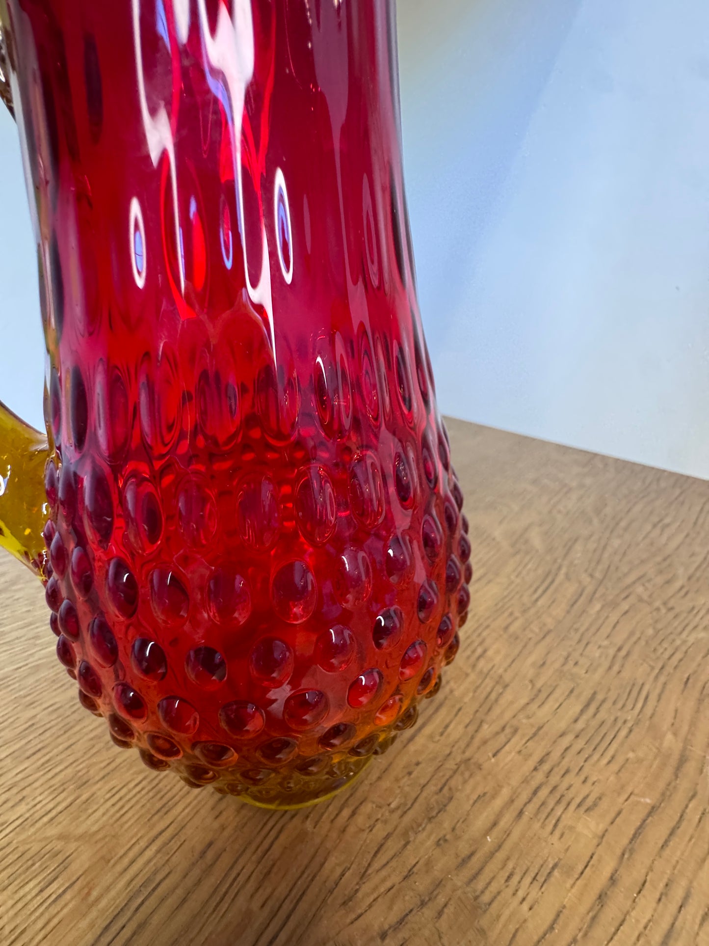 Vintage Viking Amberina Hobnail Glass Pitcher – Mid-Century Fire Glow