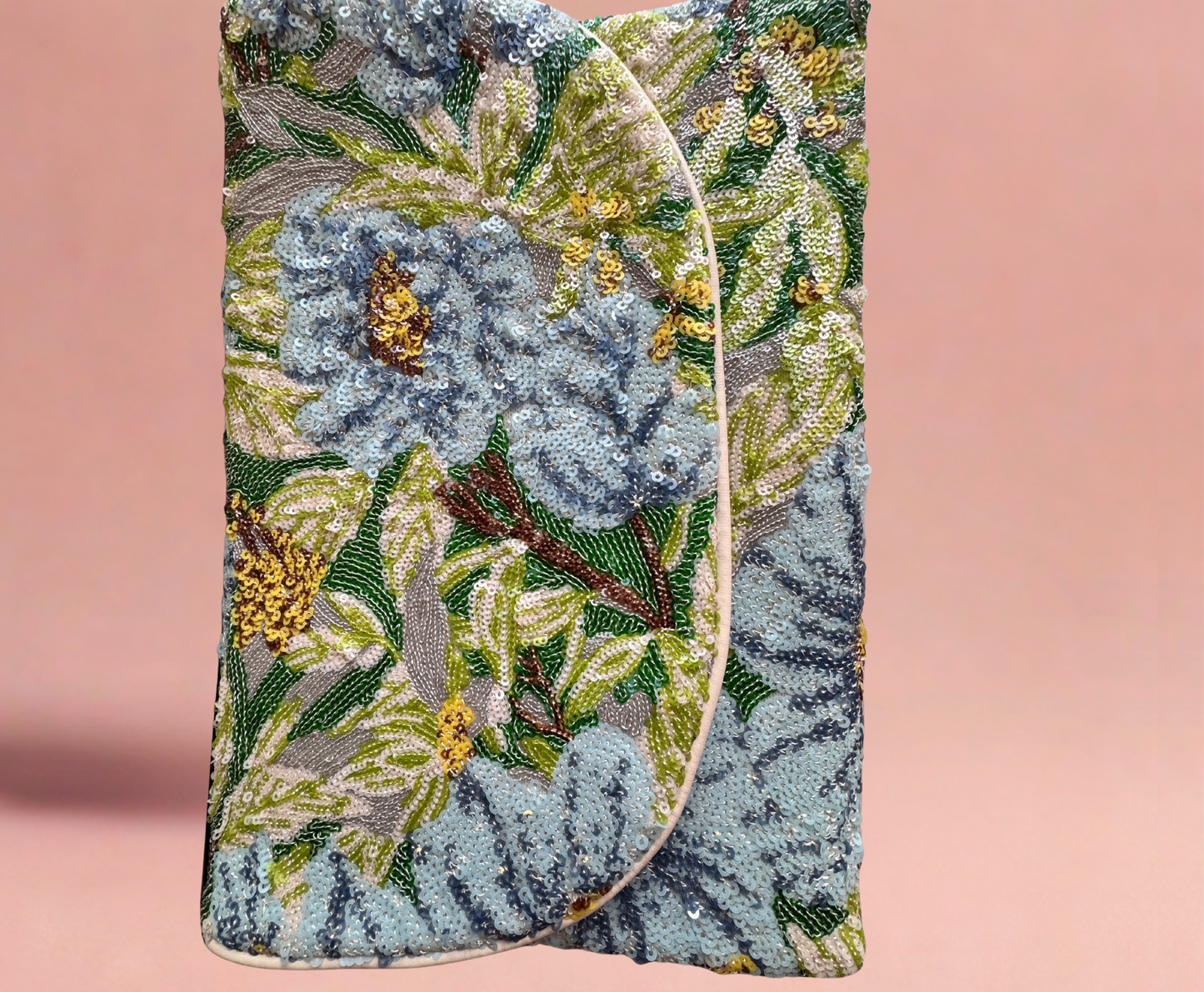 Sequin Beaded Floral Clutch – Multicolor Garden Design
