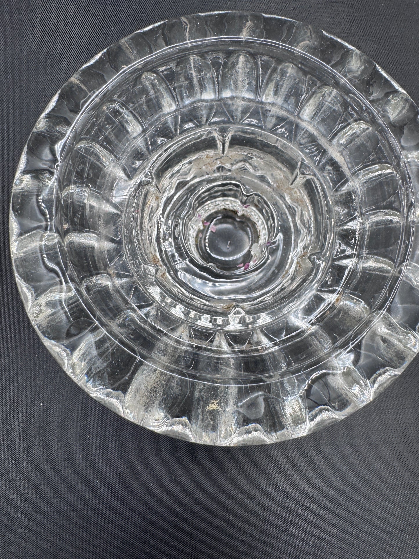 Vintage IG Malaysia Clear Pressed Glass Candle Holders – Pair, Starburst Rim