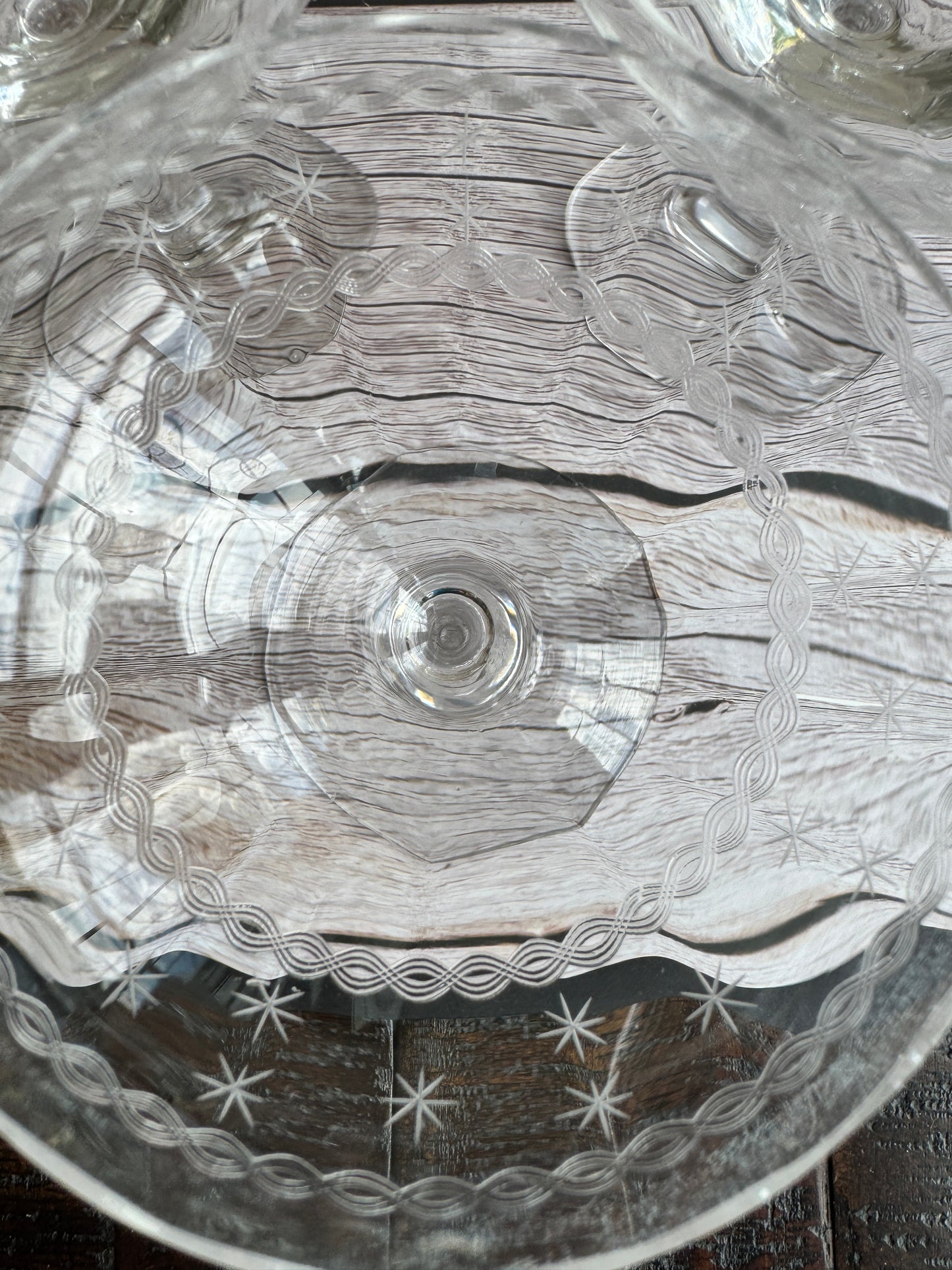 Set of 6 Vintage Etched Starburst Coupe Glasses | Mid-Century Cocktail or Champagne Saucers