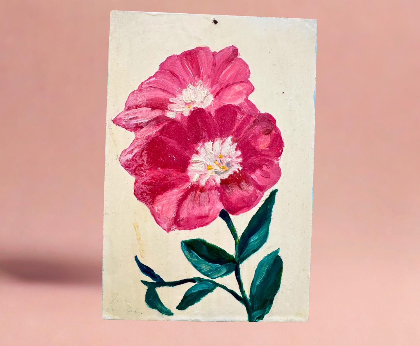 Hand-Painted Vintage Floral Wall Art – Set of 6 Panels with Framed Folk Charm