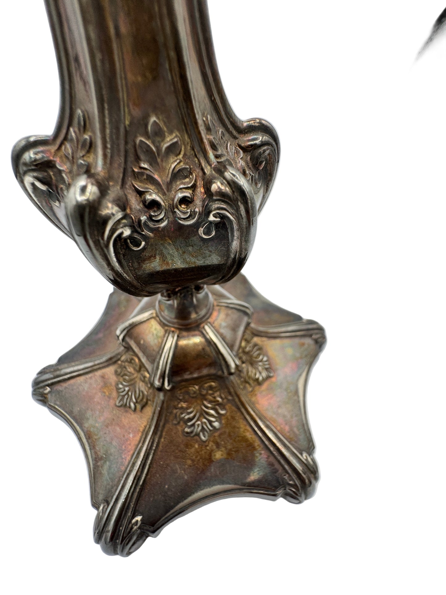 Antique Wilcox Silver Plate Co. Quadruple Plate Candlesticks – Victorian Era, Ornate Silver Candle Holders (Pair), c.1880s