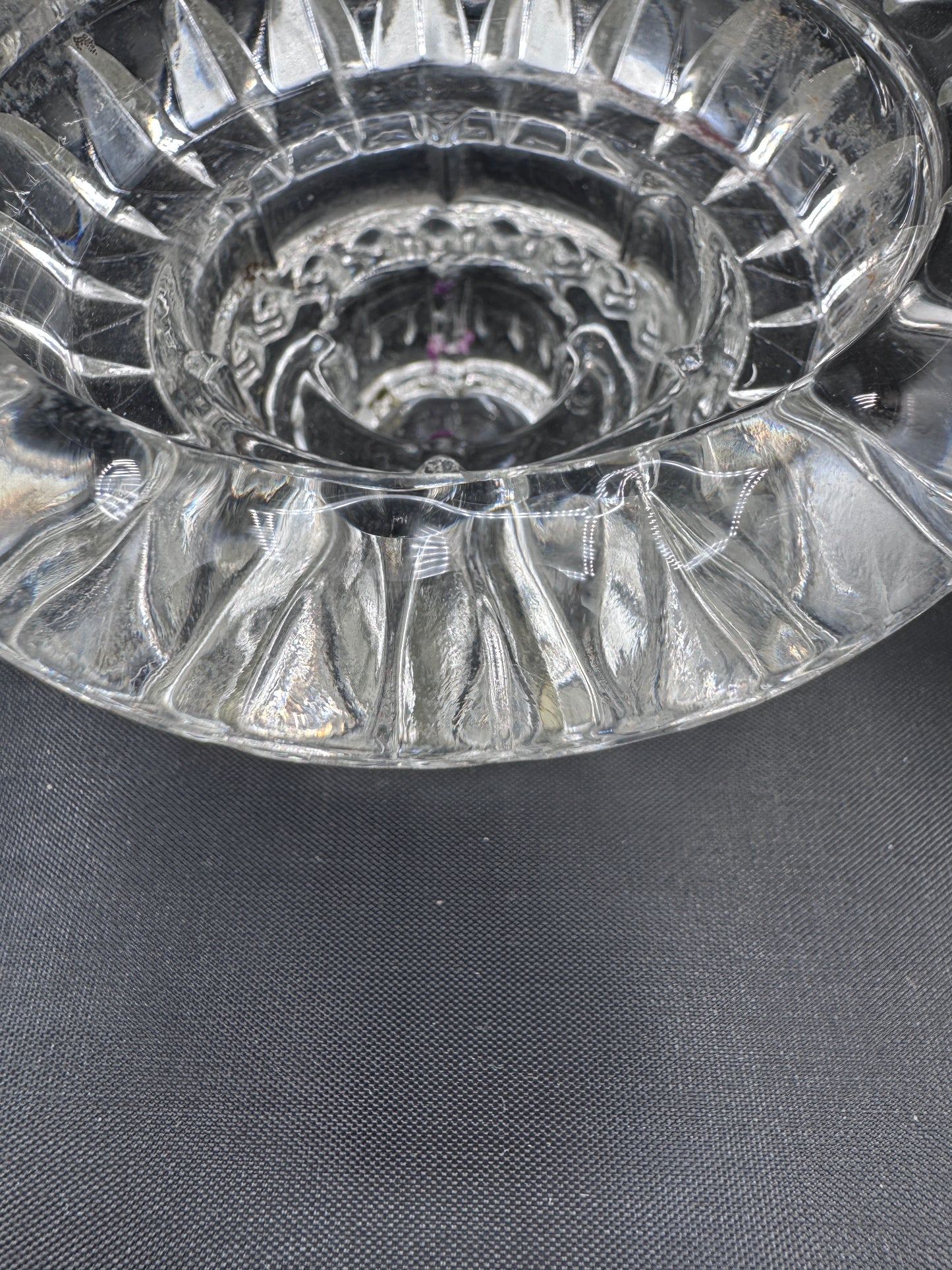 Vintage IG Malaysia Clear Pressed Glass Candle Holders – Pair, Starburst Rim