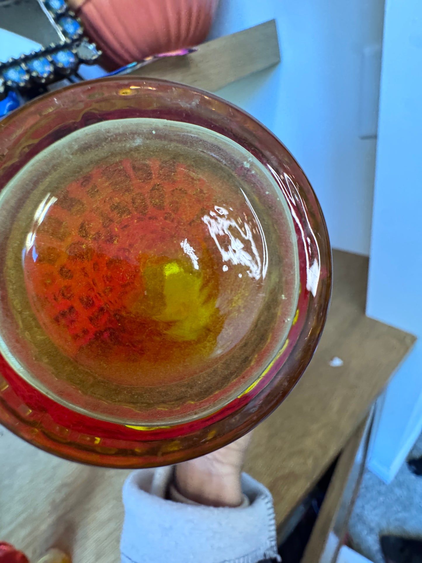 Vintage Viking Amberina Hobnail Glass Pitcher – Mid-Century Fire Glow