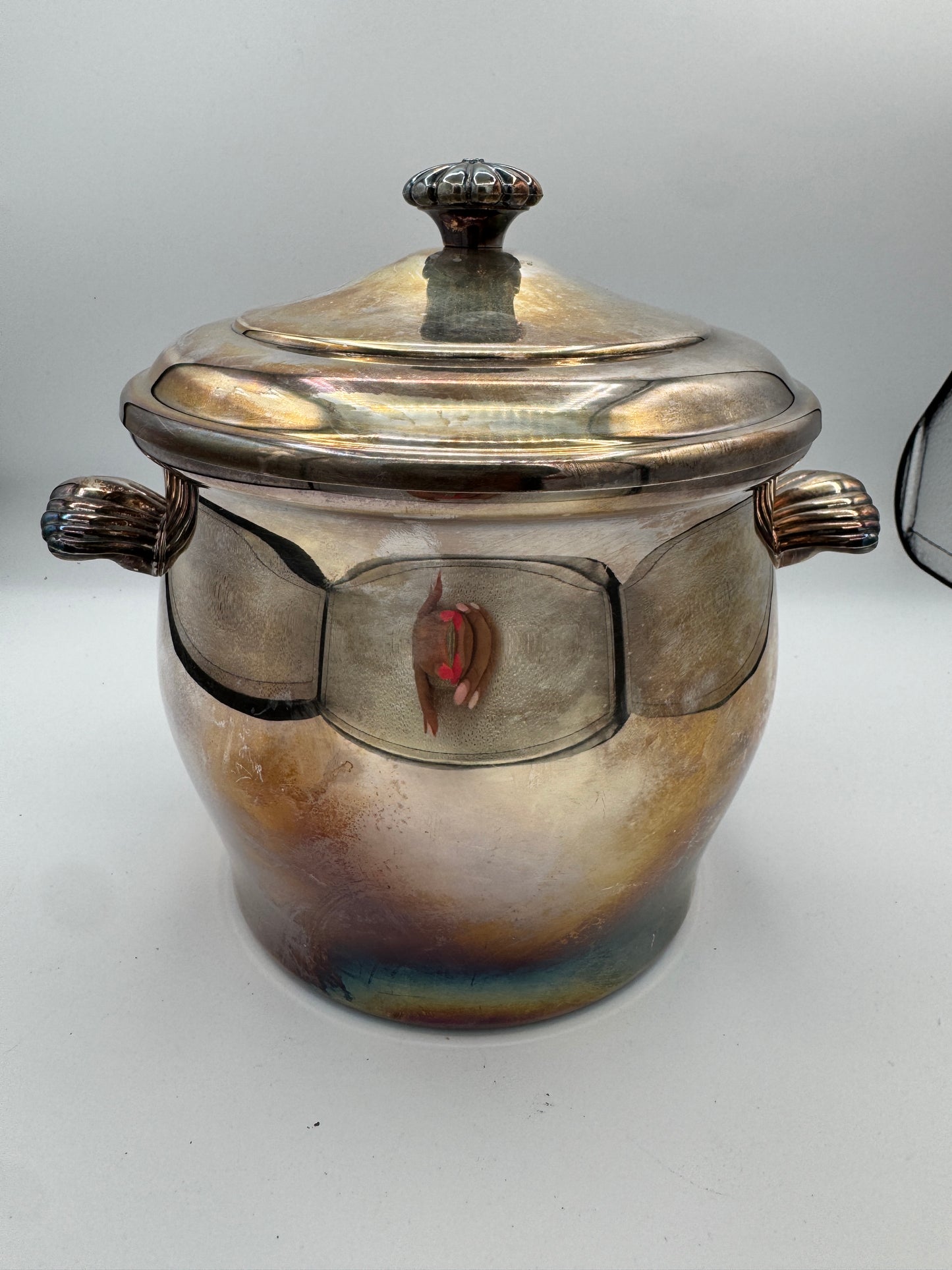 William Rogers No. 27 Silverplate Paul Revere Ice Bucket with Tongs