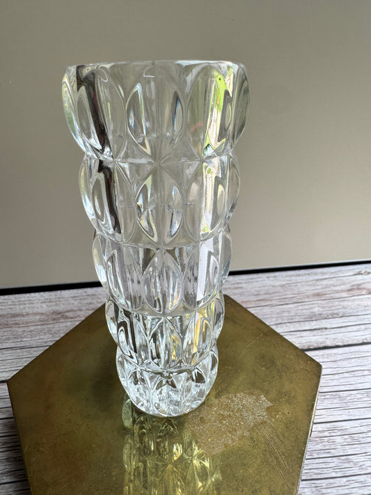 Vintage Crystal Bud Vase – Diamond Optic Pattern
