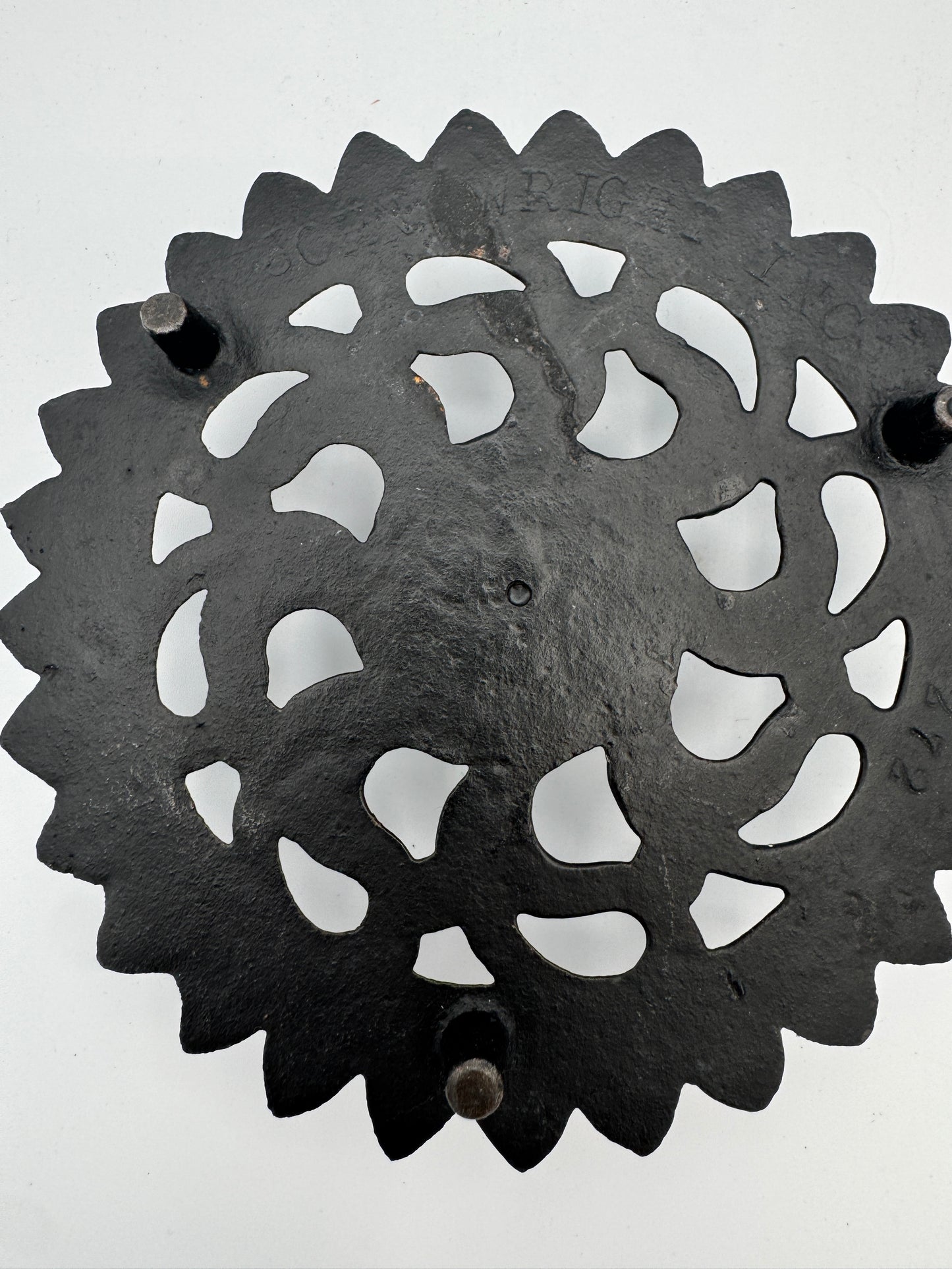 Vintage John Wright Cast Iron Candle Holders (Pair) – Gothic Style, Industrial Black, Model 872