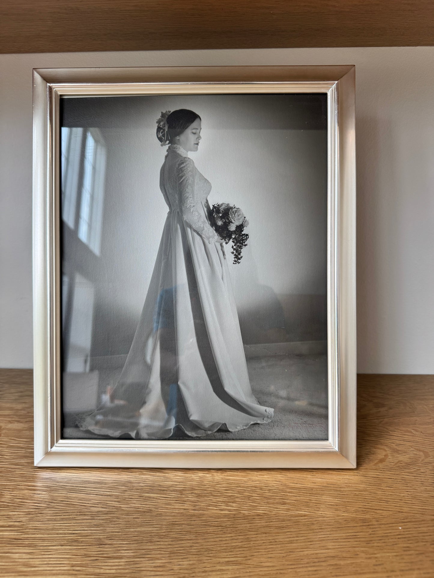 Large Silver Picture Frame – Ornate Detail with Visible Wear | Vintage Display Frame