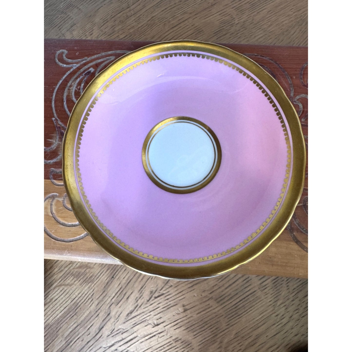Royal Chelsea Bone China Teacup and Saucer Pink and Gold England 660A Vintage Tea Set