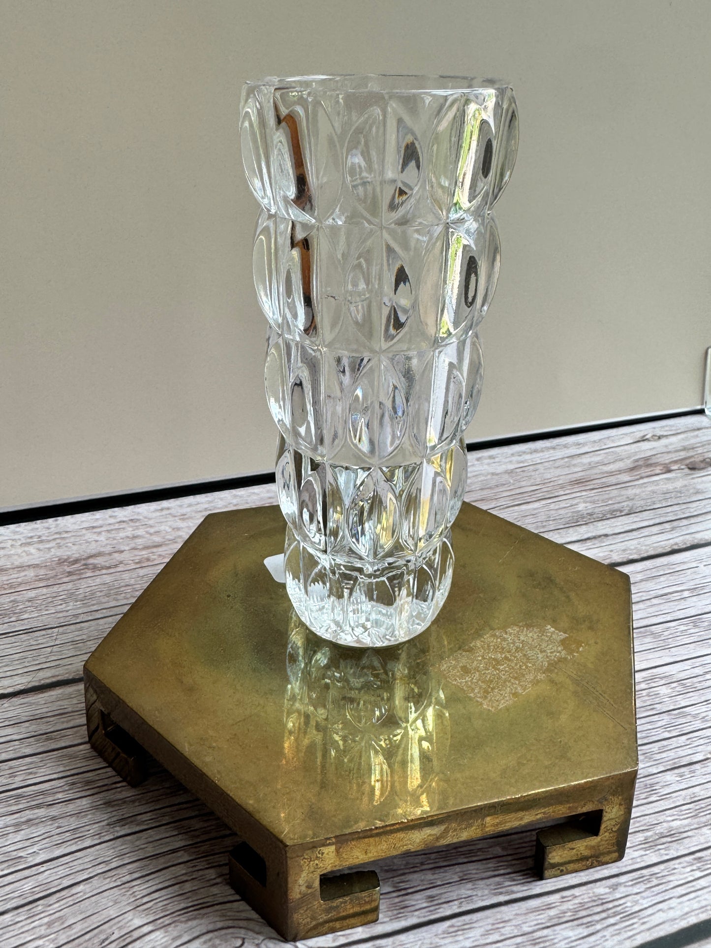 Vintage Crystal Bud Vase – Diamond Optic Pattern