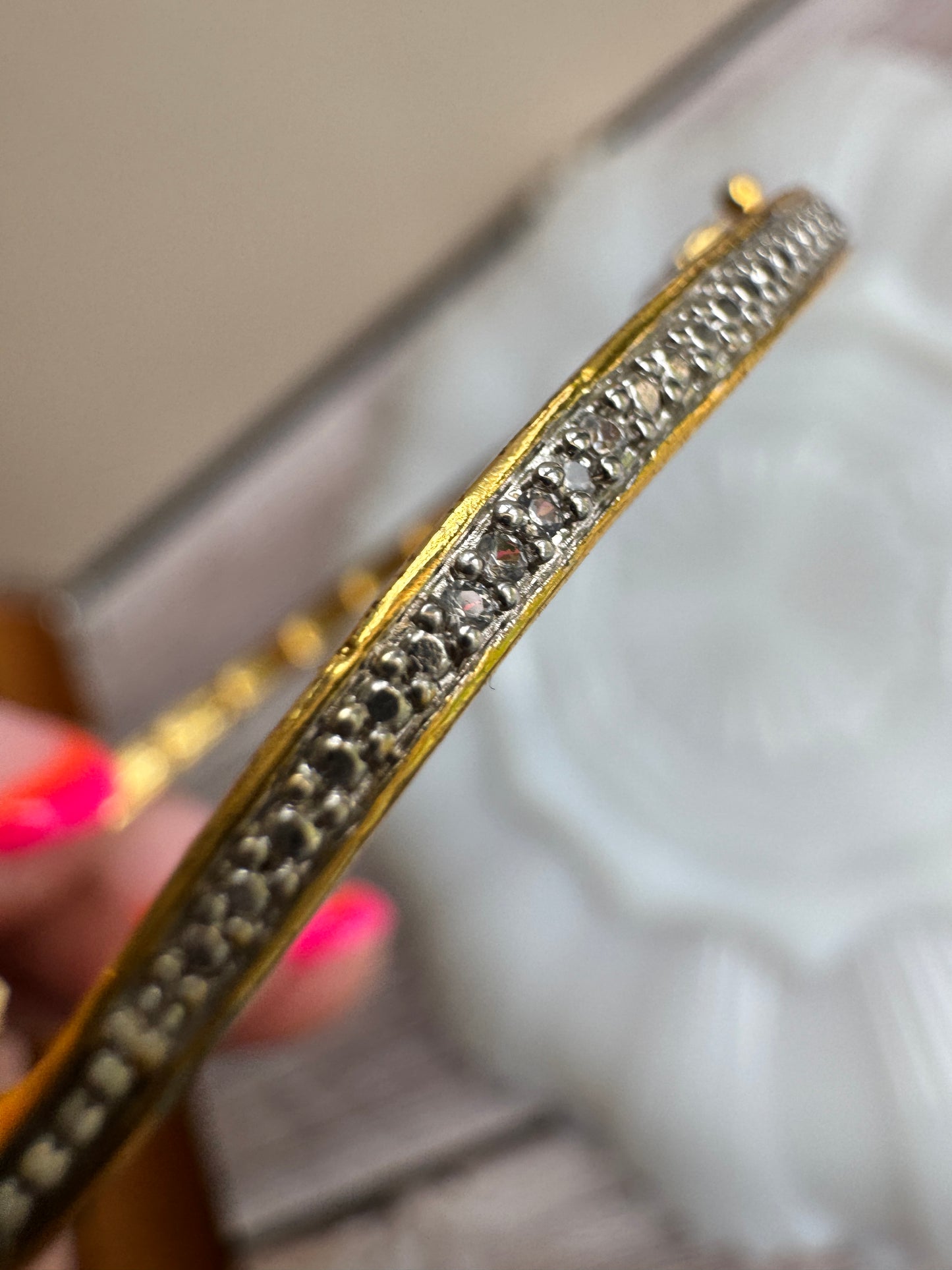 Brilliant KRN Blue Topaz & Diamond Hinged Bangle | Late 1990s–Early 2000s