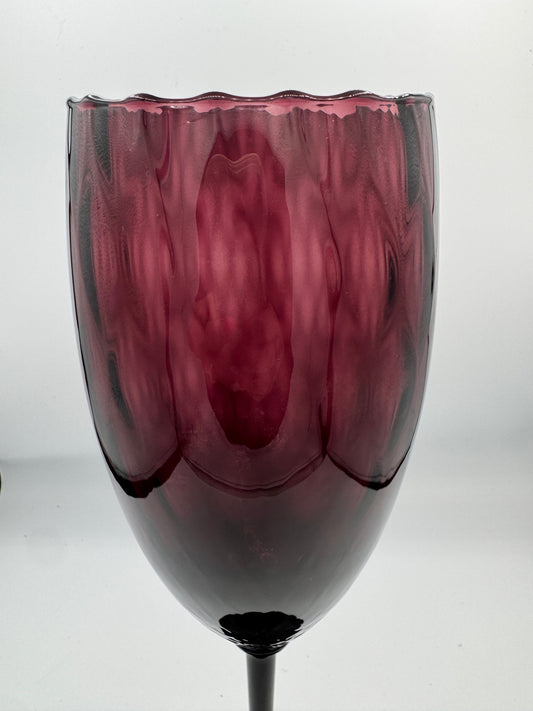 Empoli Amethyst Optic Footed Vase – 15” Tall Art Glass