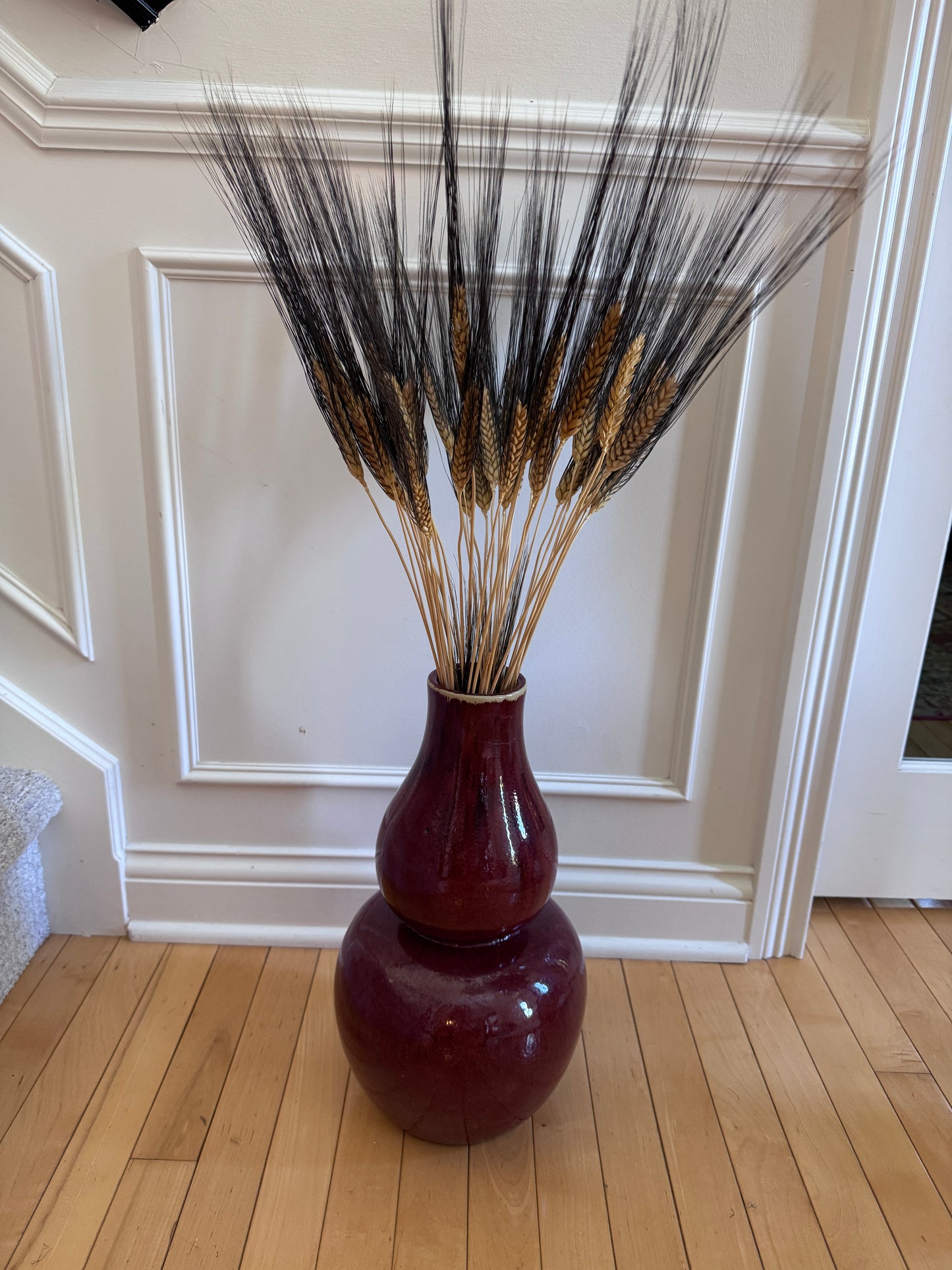 Large Chinese Oxblood “Sang de Boeuf” Double Gourd Porcelain Vase – 16.5” Tall, Mid-Century Jingdezhen Style