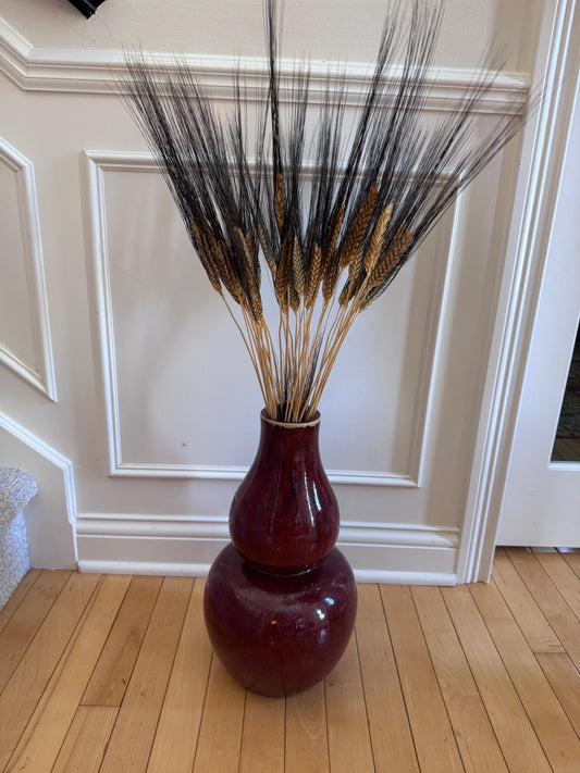 Large Chinese Oxblood “Sang de Boeuf” Double Gourd Porcelain Vase – 16.5” Tall, Mid-Century Jingdezhen Style
