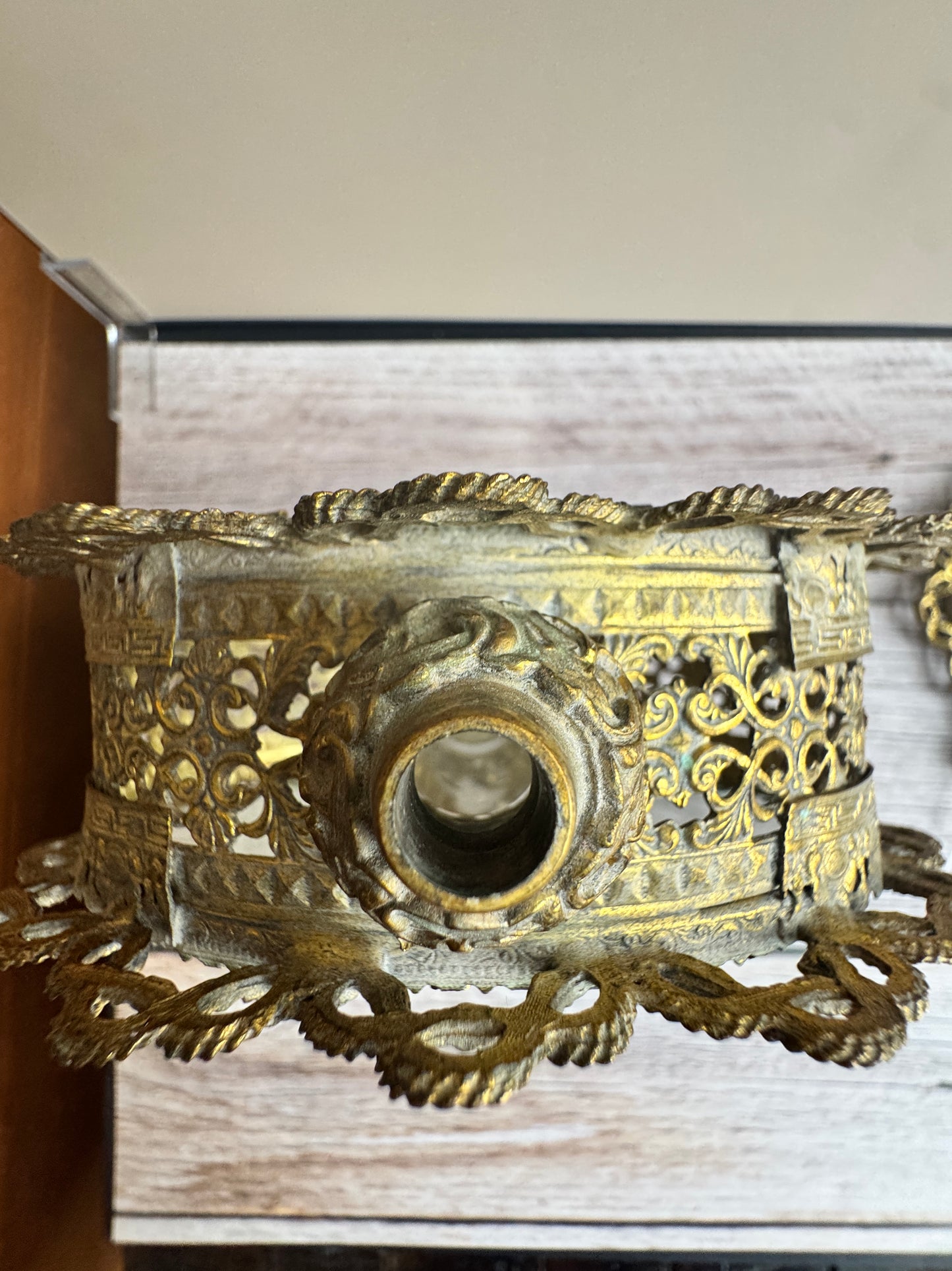 Vintage Ormolu Perfume Bottle with Glass Lid & Original Insert | 1950s Vanity Collectible