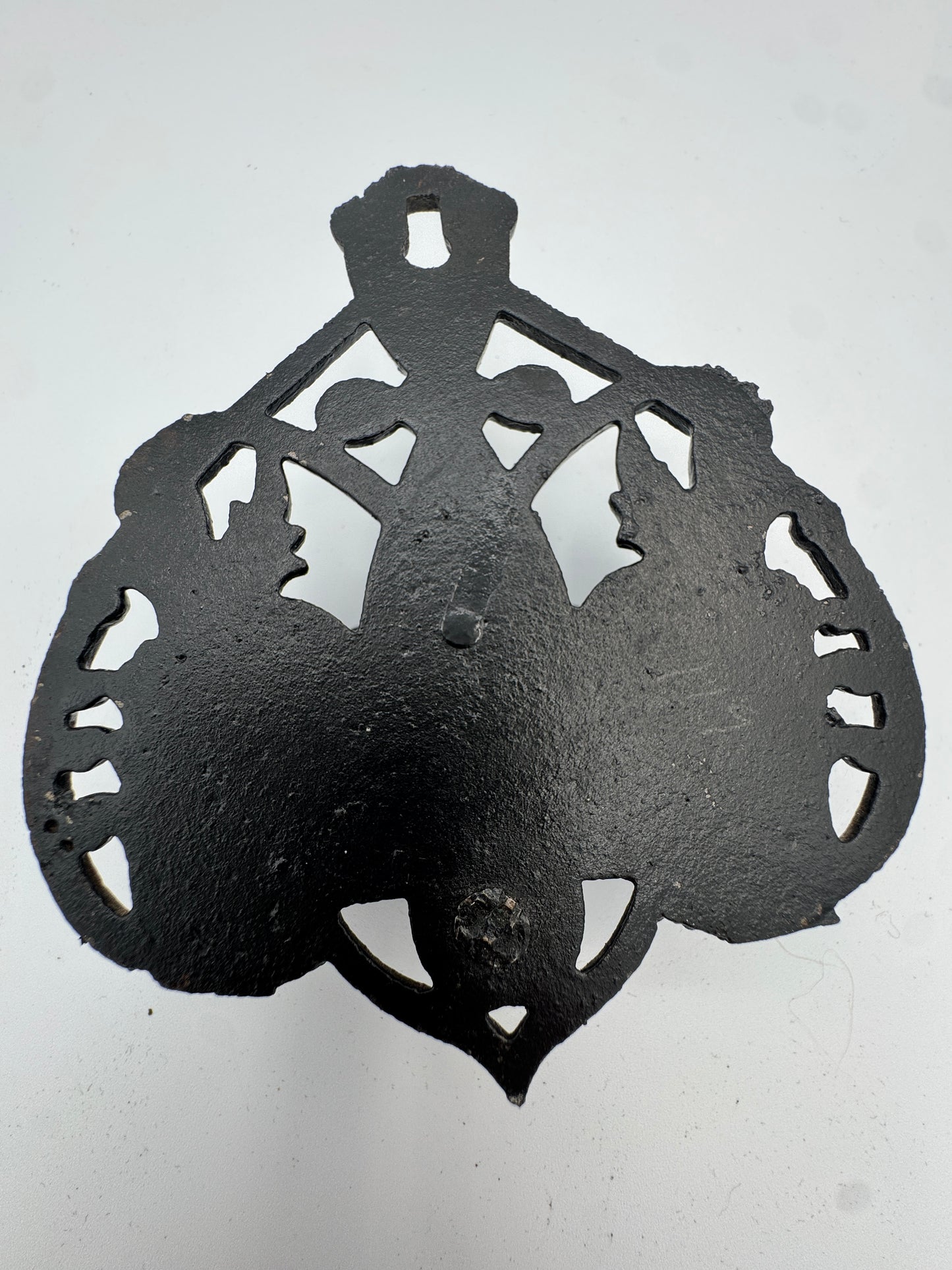Antique-Style Cast Iron Wall Match Holder | Ornate Black Painted Metal, Early 20th Century Look