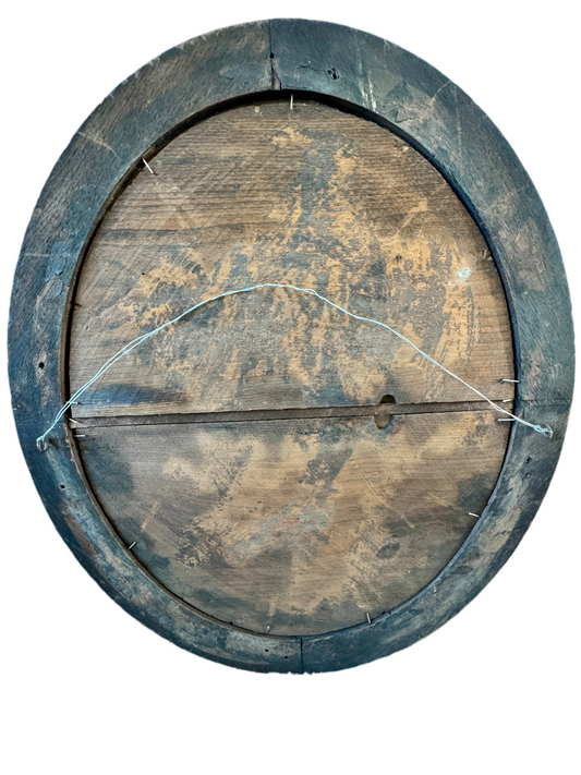 Victorian Oval Portrait Photograph in Original Wood Frame – 19th Century Antique Wall Art (25”)