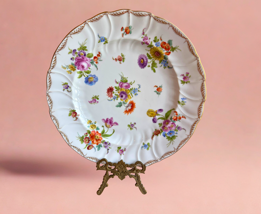 Hand-Painted Richard Klemm Dresden Floral Plate – Germany, c. 1920s