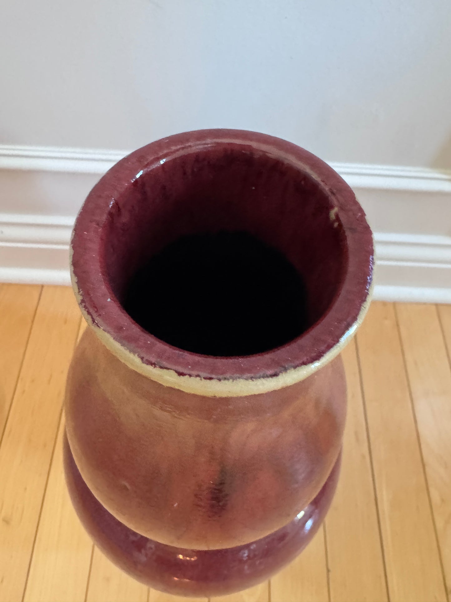 Large Chinese Oxblood “Sang de Boeuf” Double Gourd Porcelain Vase – 16.5” Tall, Mid-Century Jingdezhen Style