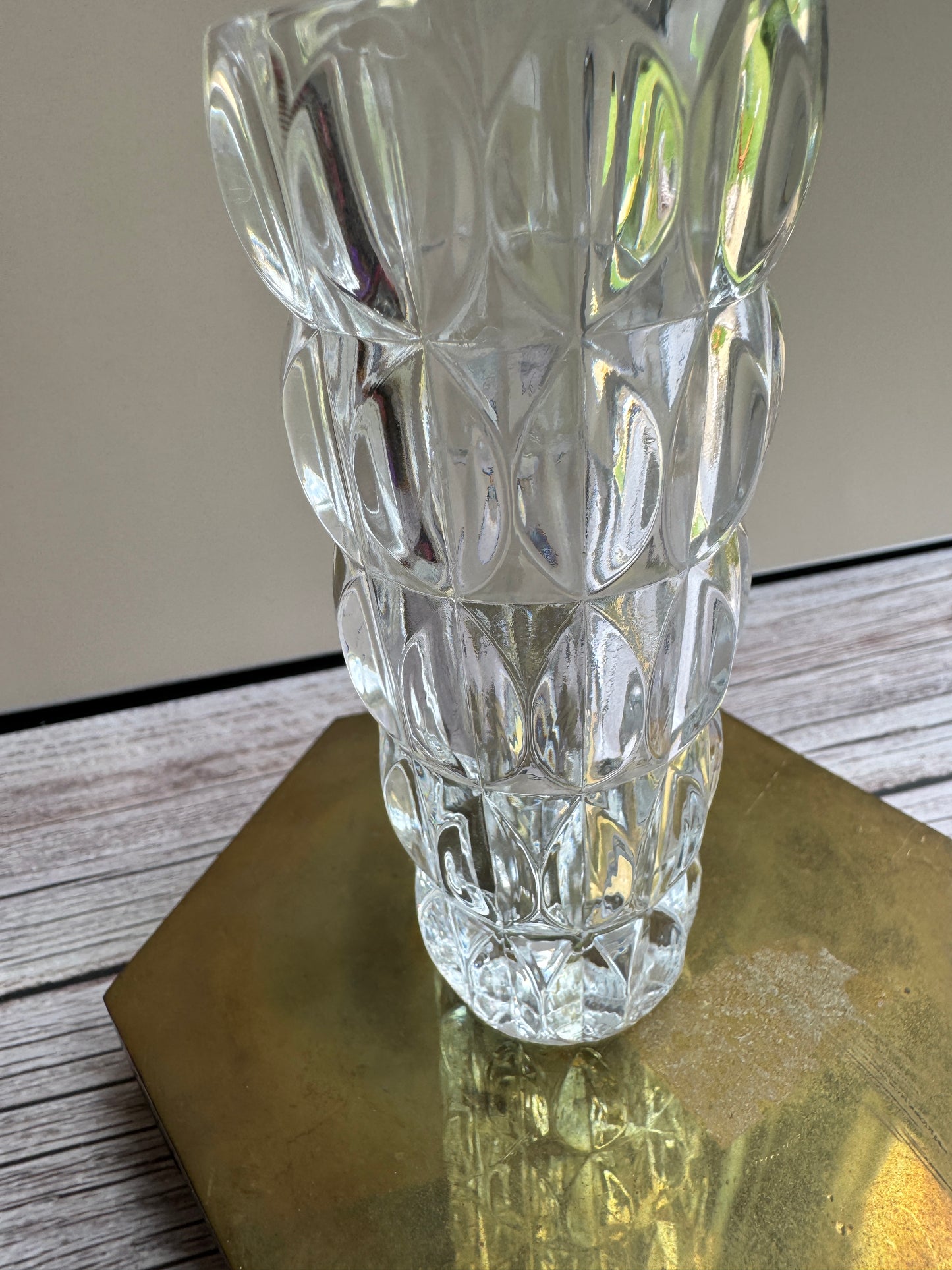 Vintage Crystal Bud Vase – Diamond Optic Pattern