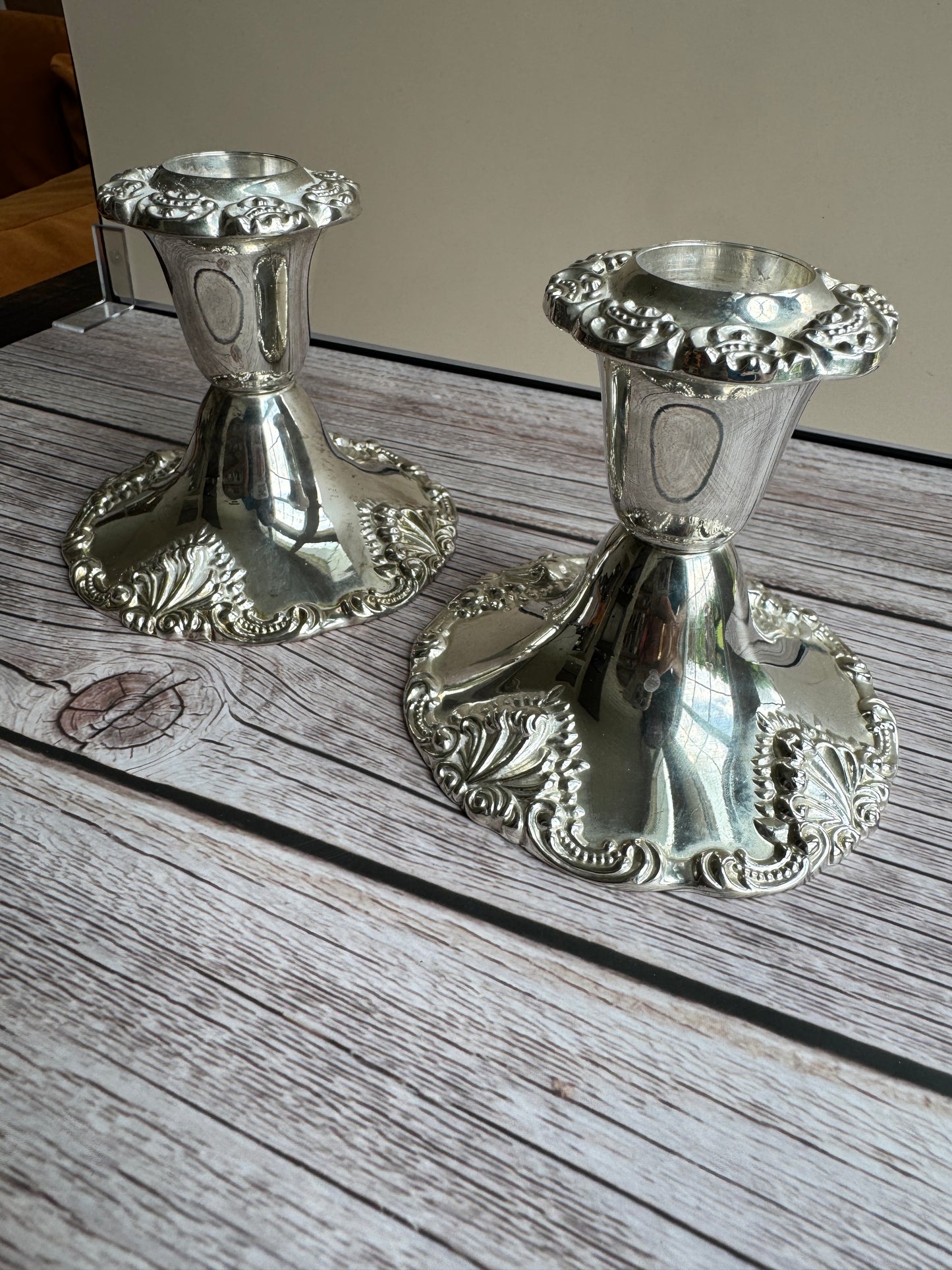 Vintage Godinger Baroque Candlesticks – Silver-Plated Pair