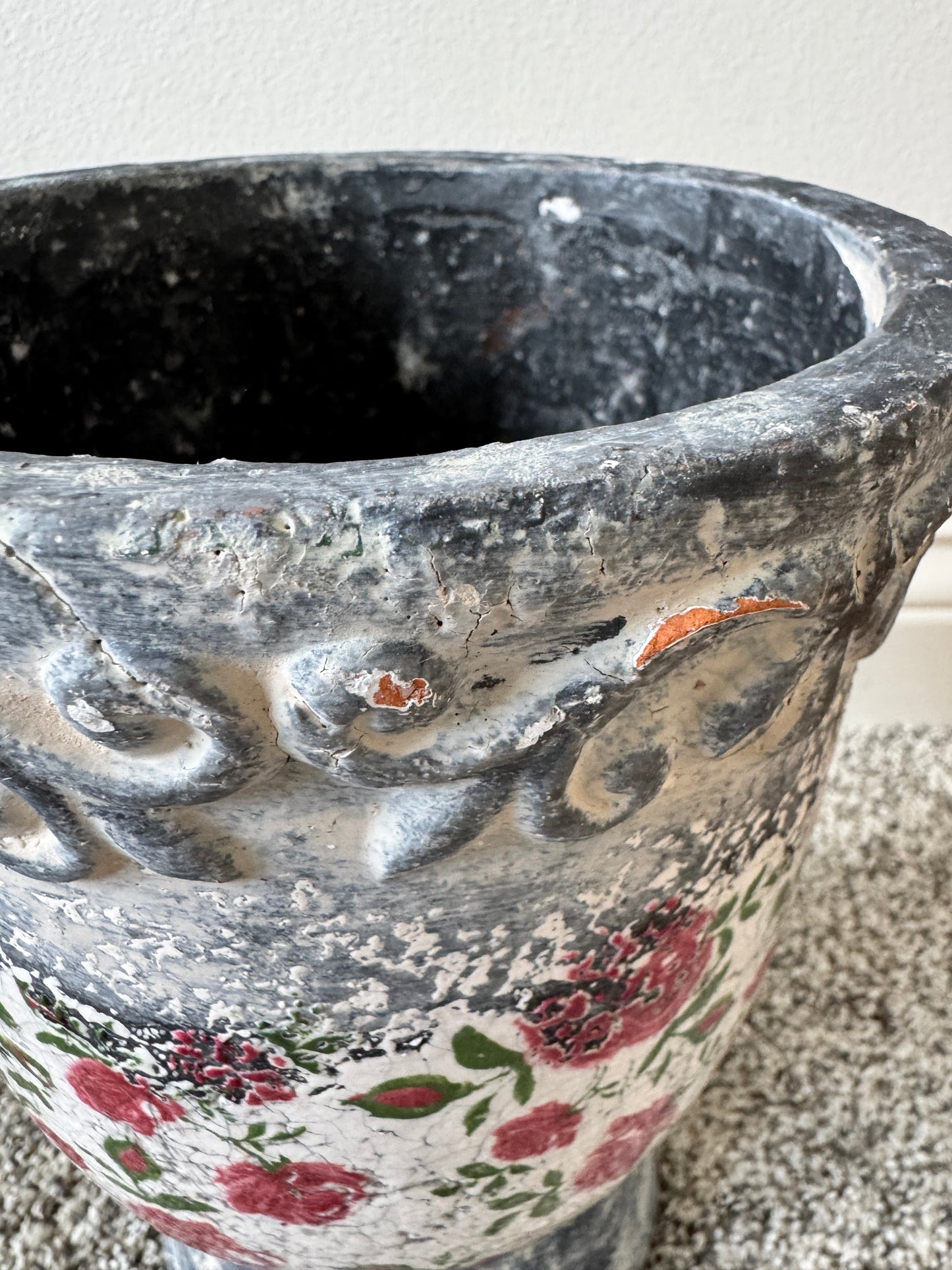 Pair of Vintage Weathered Terracotta Garden Planters – Early 20th Century European Style