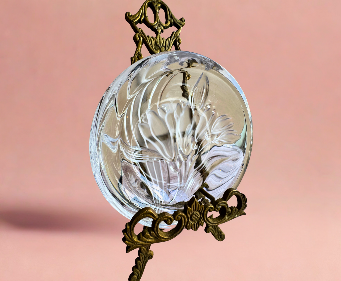 Vintage Frosted Floral Glass Dish – Oval Trinket or Catchall