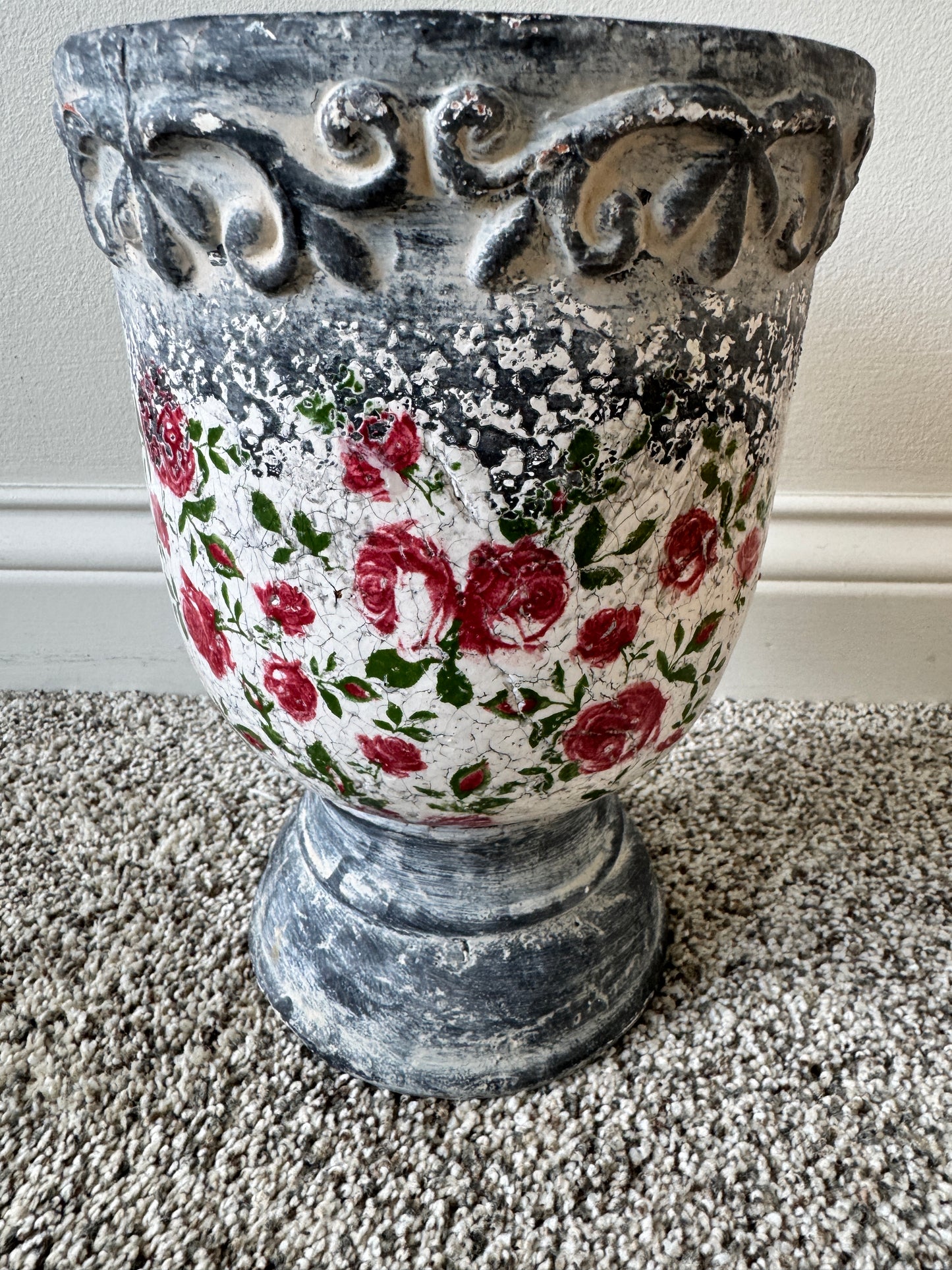 Pair of Vintage Weathered Terracotta Garden Planters – Early 20th Century European Style