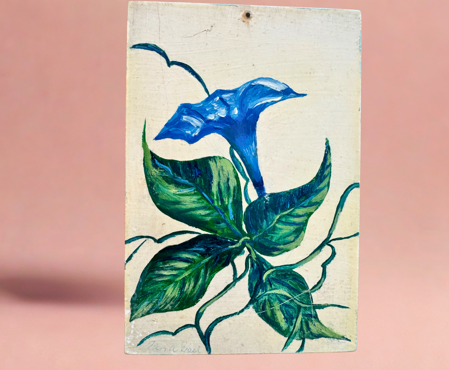 Hand-Painted Vintage Floral Wall Art – Set of 6 Panels with Framed Folk Charm