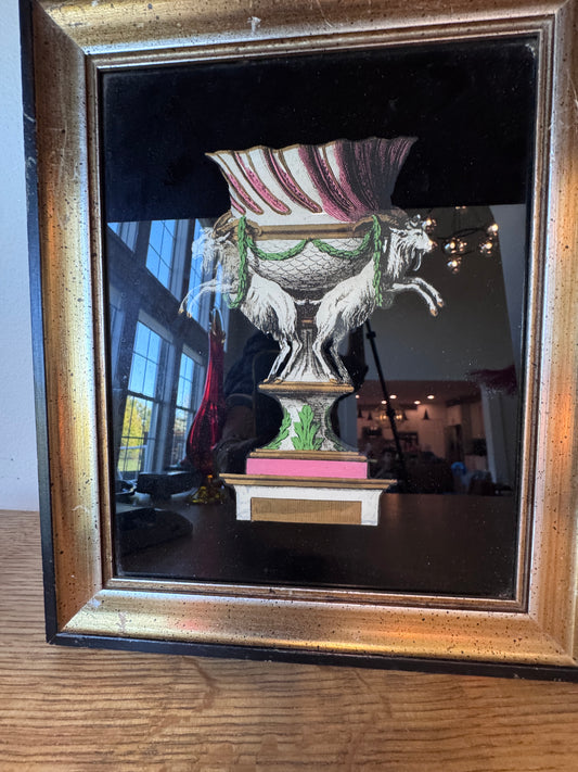 Reverse-Painted Glass Neoclassical Vase Prints (Verre Églomisé) – Gilded Frames