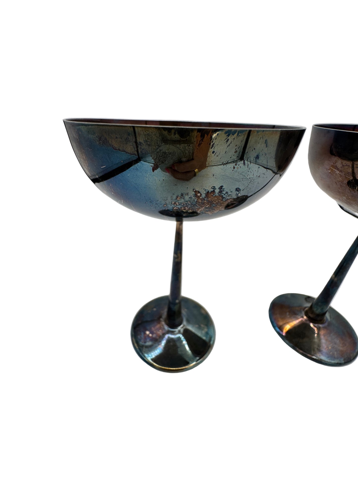 Raimond Silver-Plated Dessert Coupes with Golden Interior – Set of 2, Midcentury Barware