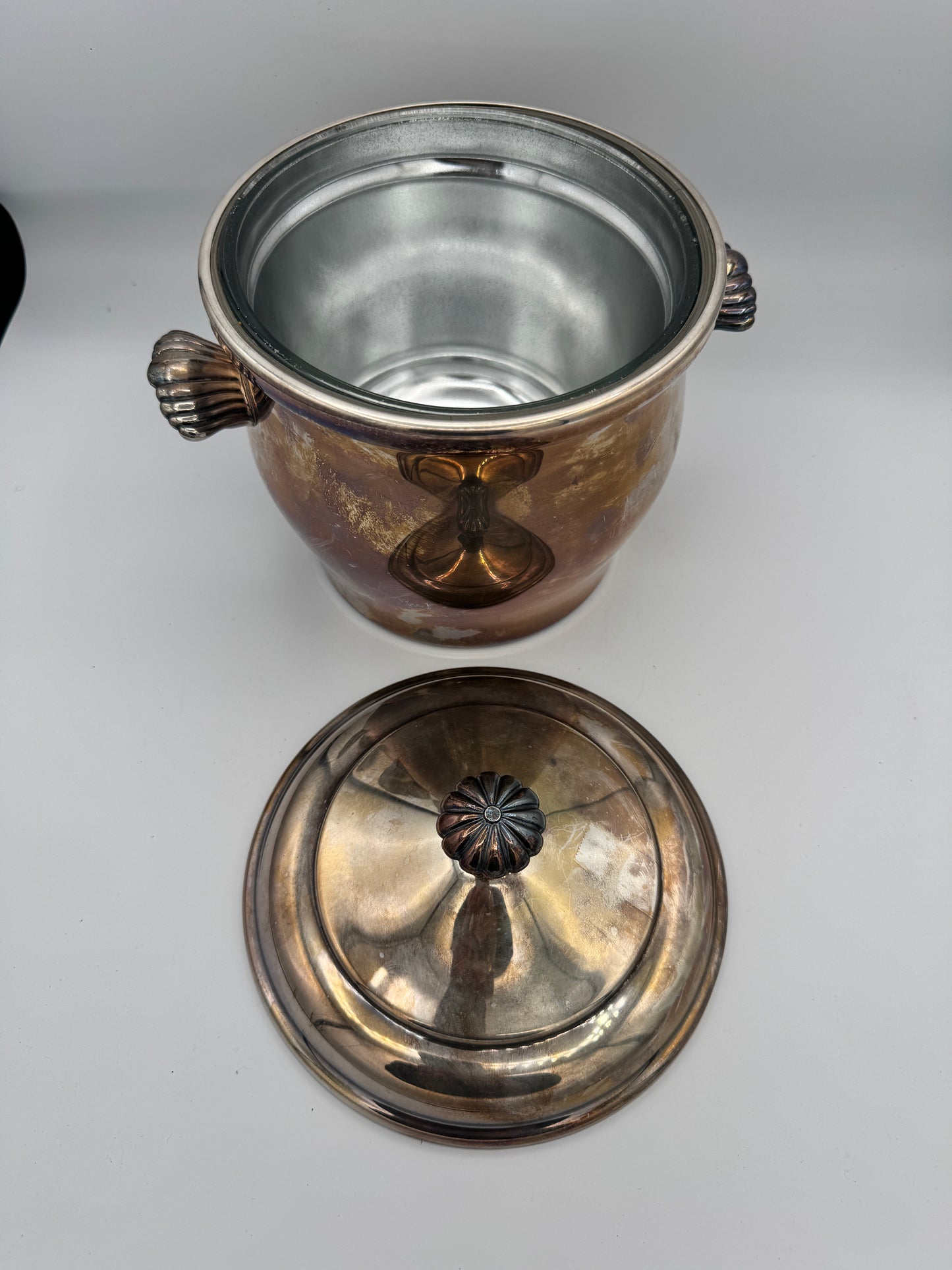 William Rogers No. 27 Silverplate Paul Revere Ice Bucket with Tongs