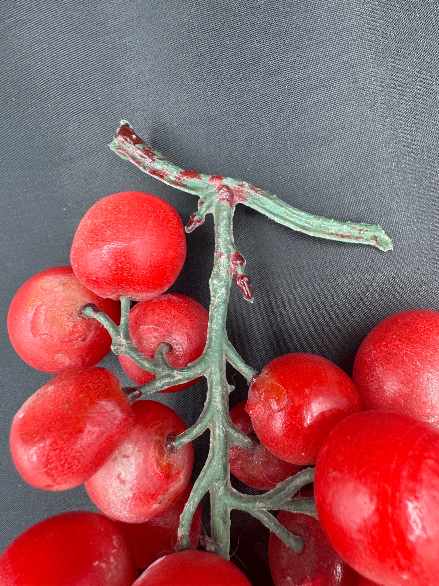 Red Stone Grape Cluster | Midcentury Decorative Fruit | Faux Marble Grapes
