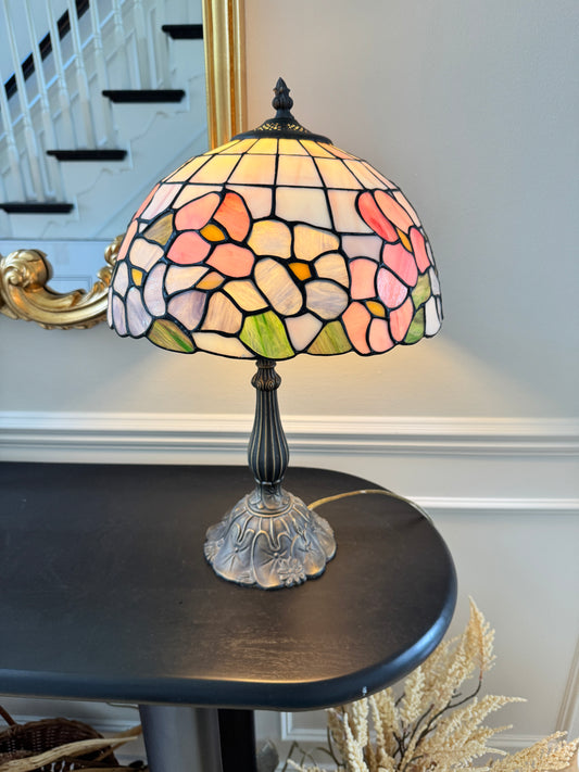 Vintage-Inspired Floral Stained Glass Table Lamp – 18” Tall