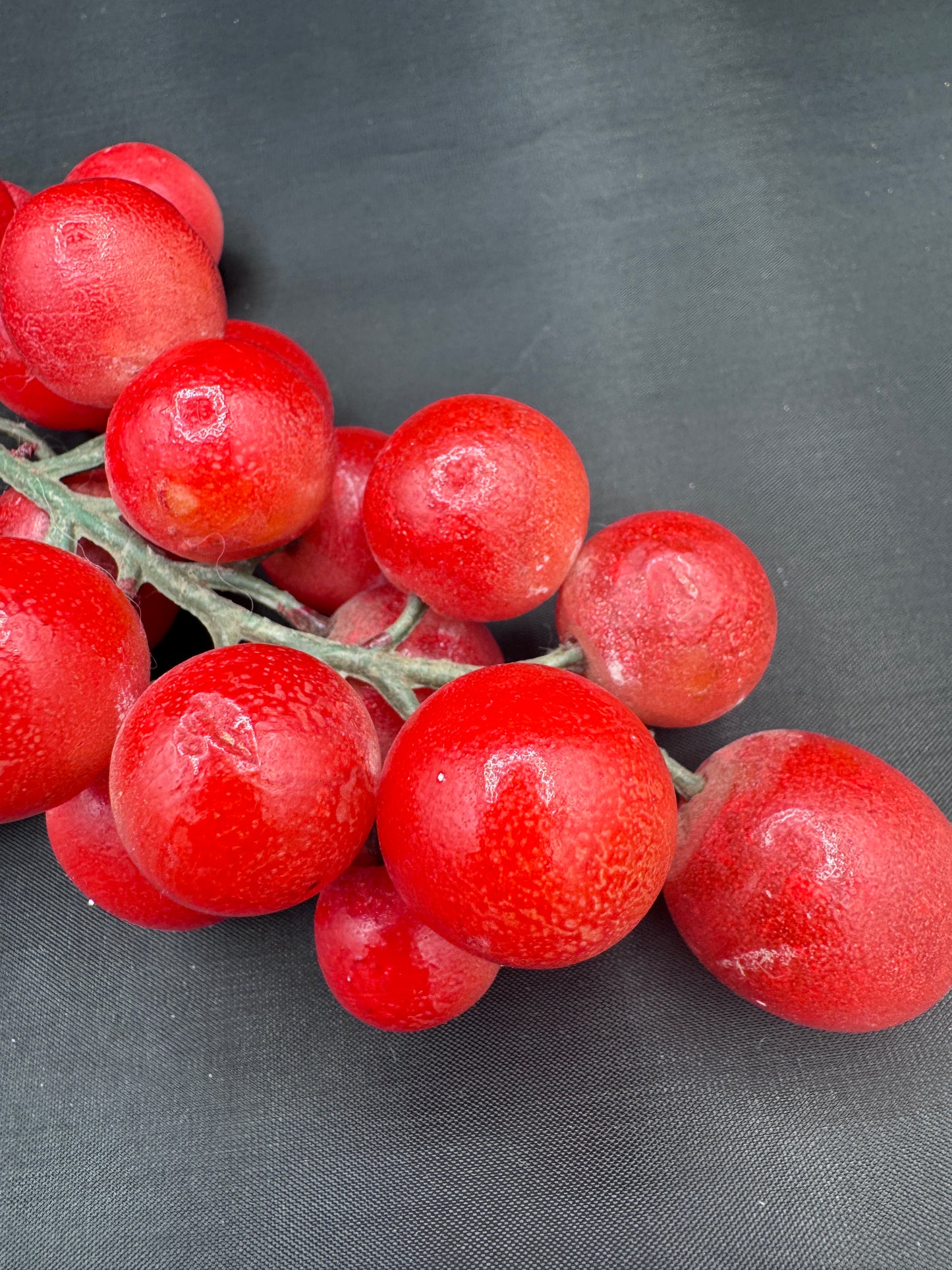 Red Stone Grape Cluster | Midcentury Decorative Fruit | Faux Marble Grapes