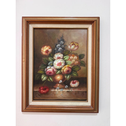 Floral Still Life Oil Painting on Canvas Framed | Textured Hand-Painted Bouquet Art