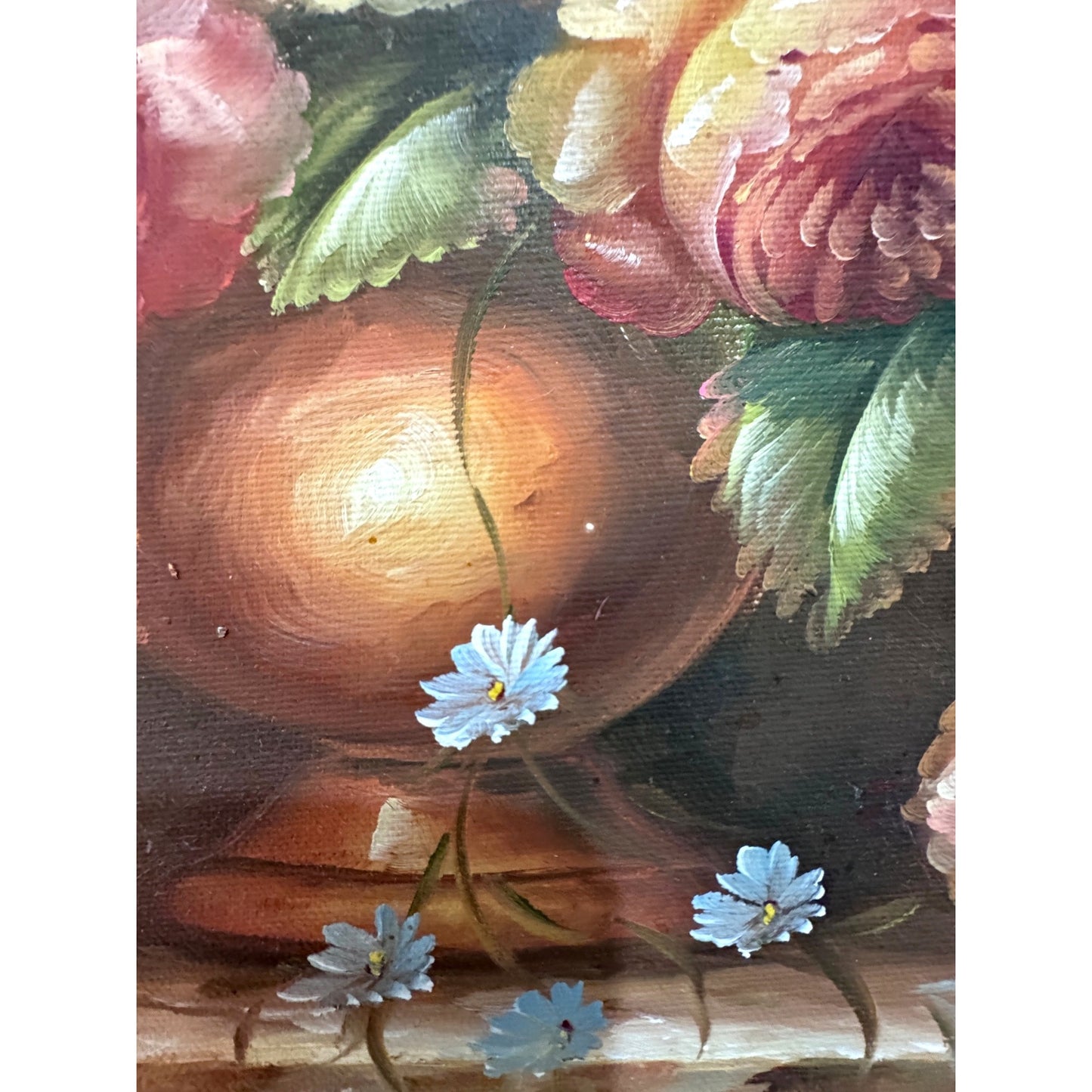 Floral Still Life Oil Painting on Canvas Framed | Textured Hand-Painted Bouquet Art