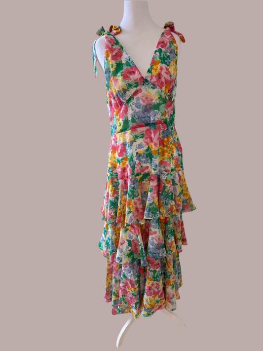 WAYF Floral Tiered Ruffle Dress – Size L (New with Tags)