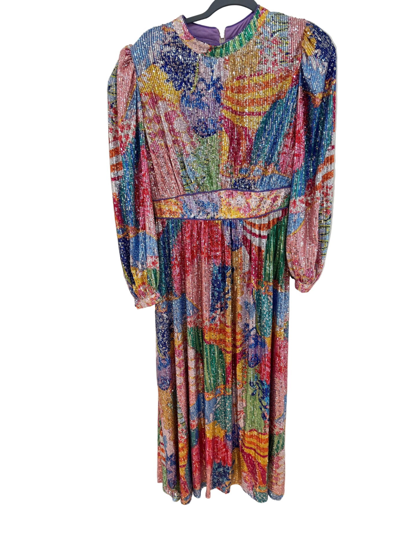 Celia B Sequin Maxi Dress – Vibrant Multicolor Sparkle Gown, Size Large