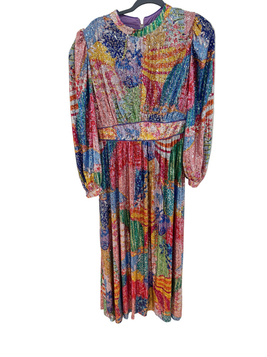 Celia B Sequin Maxi Dress – Vibrant Multicolor Sparkle Gown, Size Large
