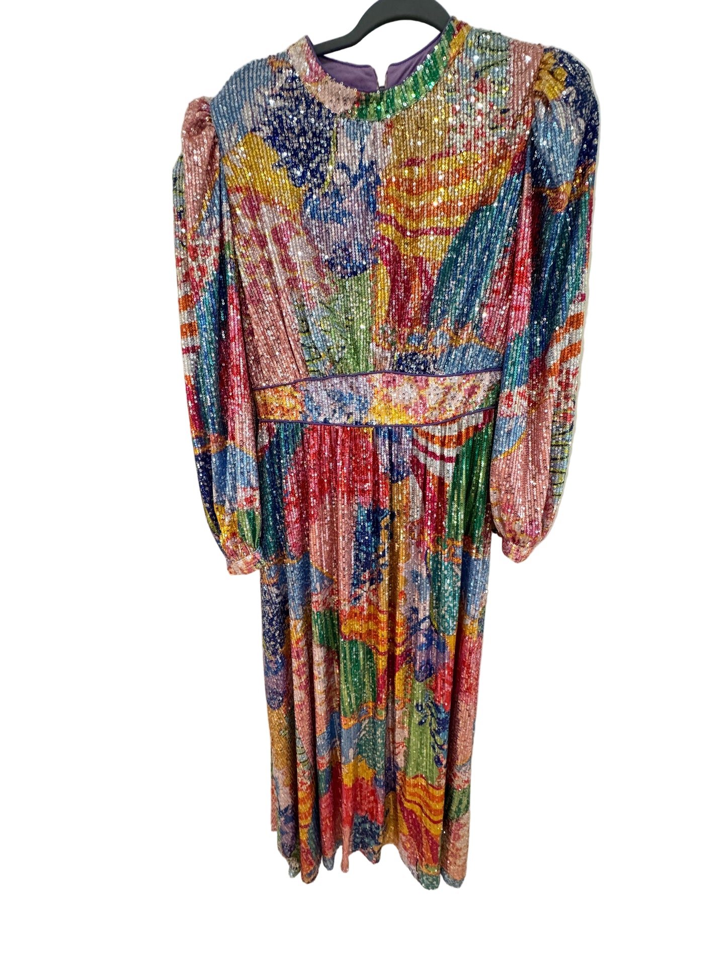 Celia B Sequin Maxi Dress – Vibrant Multicolor Sparkle Gown, Size Large