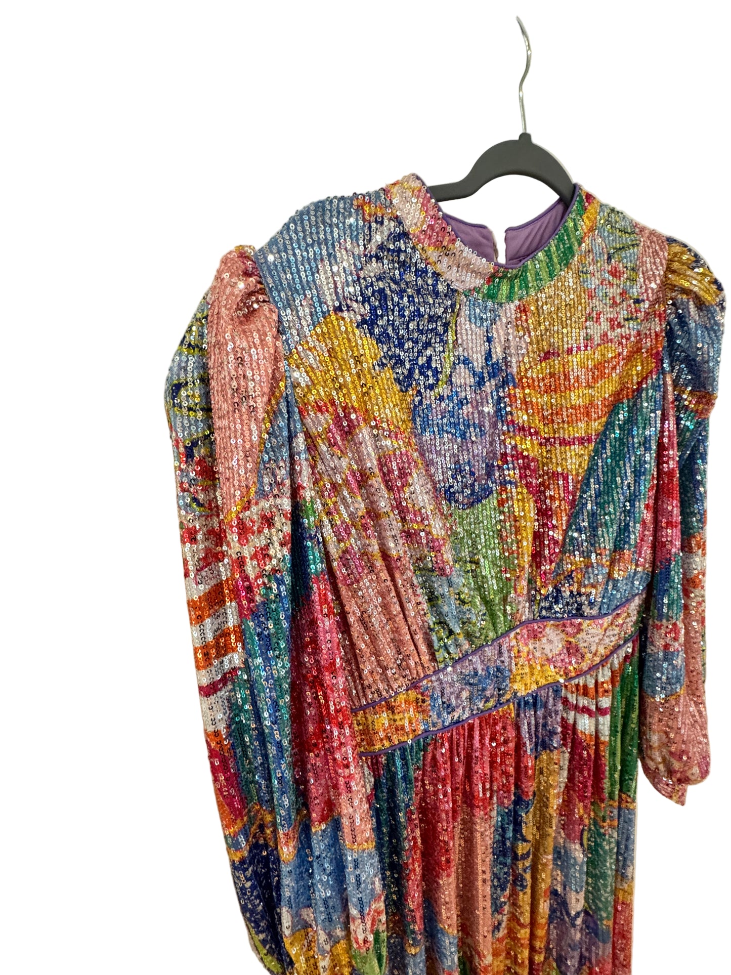 Celia B Sequin Maxi Dress – Vibrant Multicolor Sparkle Gown, Size Large