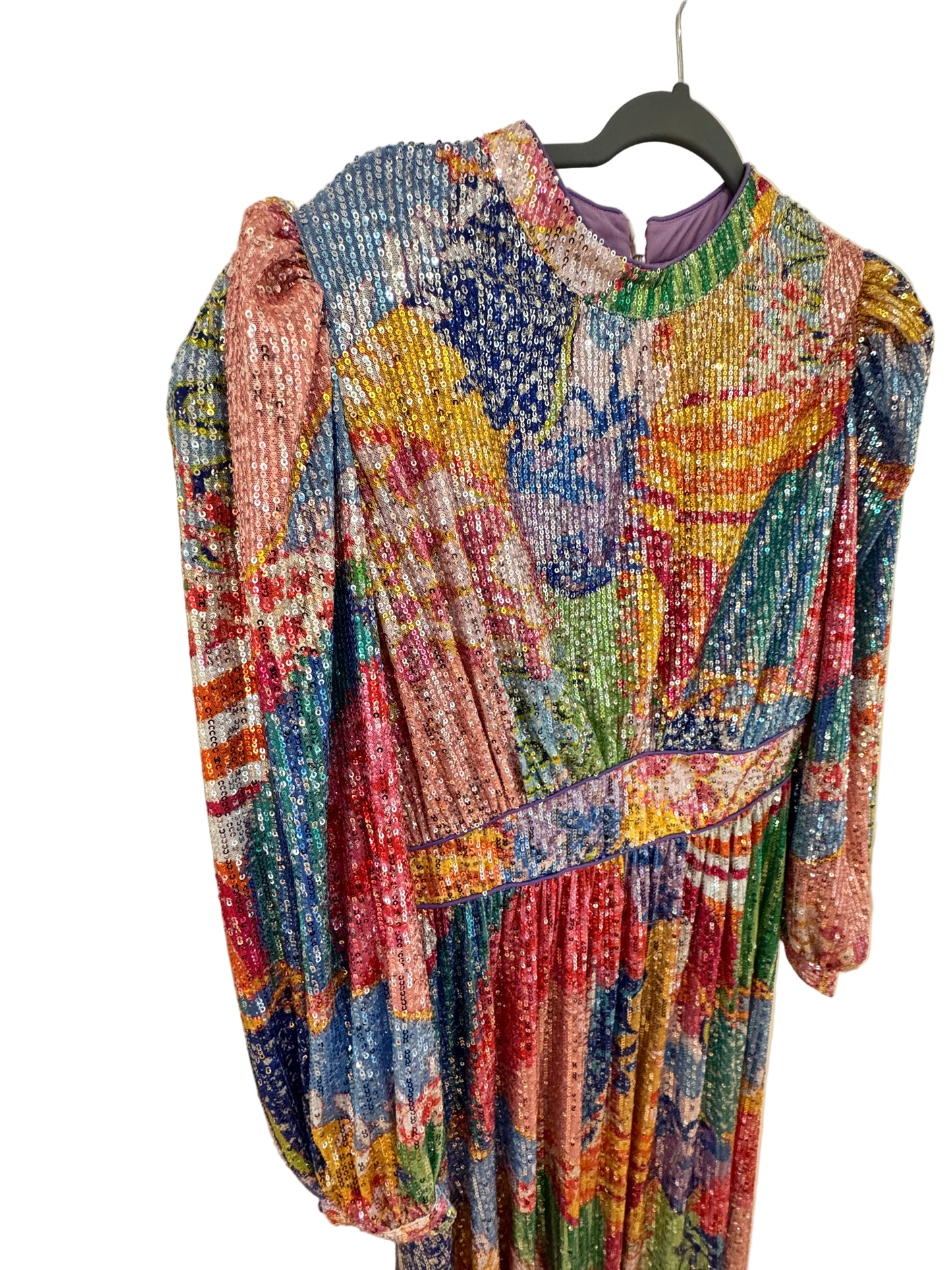Celia B Sequin Maxi Dress – Vibrant Multicolor Sparkle Gown, Size Large